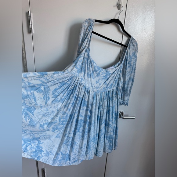 Selkie Blue Floral Puff Sleeve Dress Size 5X - Picture 11 of 12